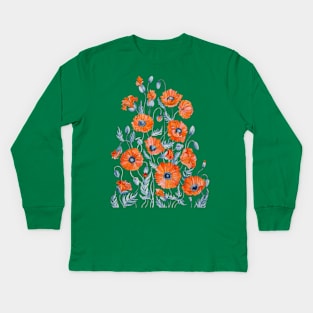 Red Poppies Kids Long Sleeve T-Shirt